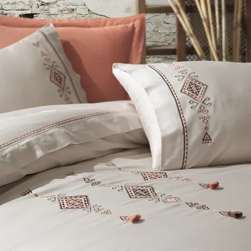 Комплект постільної білизни С Satin Elit "Tilbe beige" - 4