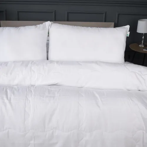 Літній постільний комплект №2979 Line Satin Light Pro 10-001 Snow White Silk (ковдра + 2 наволочки) - 2