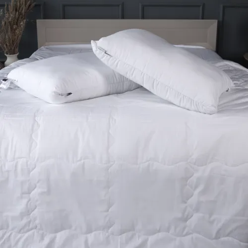 Літній постільний комплект №2955 Line Satin Light Pro 10-001 Snow White "Ecosilk" (ковдра + 2 подушки + 2 наволочки + простирадло) - 3