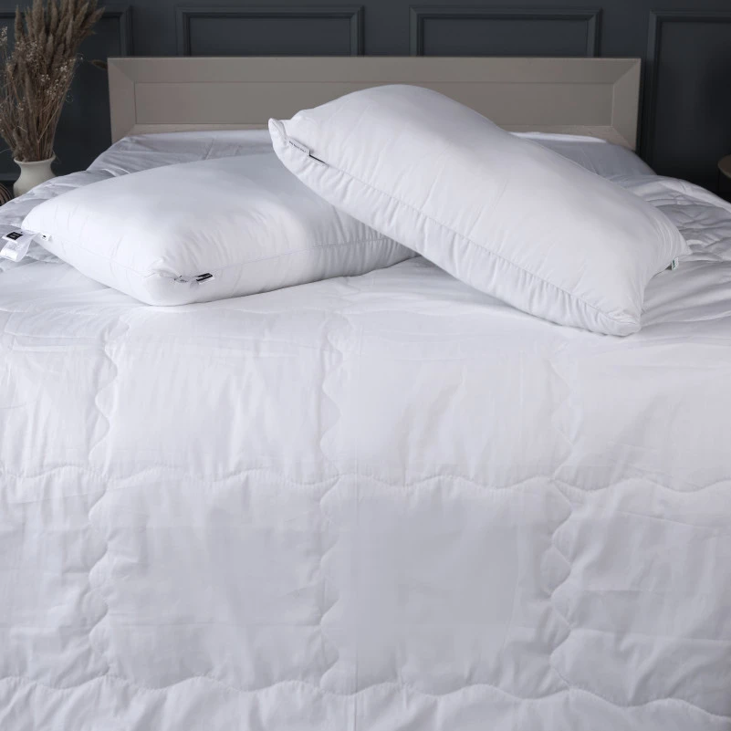 Летний постельный комплект №2964 Line Satin Light Pro 10-001 Snow White "Modal" (одеяло + 2 наволочки) - 2