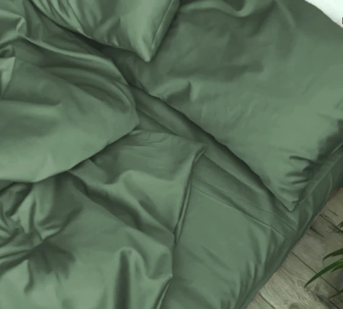 Простынь на резинке Satin Light Pro 10-017 Green Olive  - высота 25 см (детские 10 см)