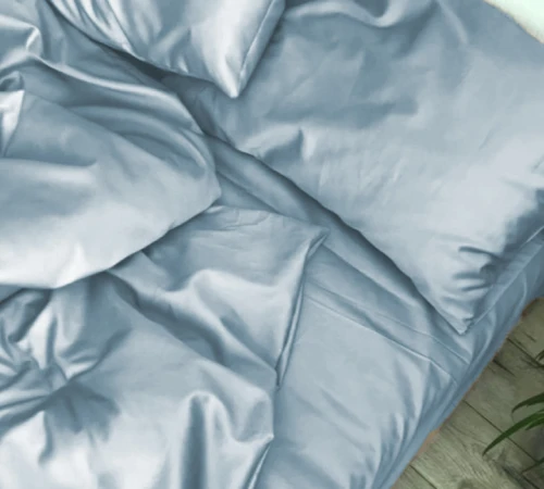 Простынь на резинке Satin Light Pro 10-019 Gray-blue  - высота 25 см (детские 10 см)