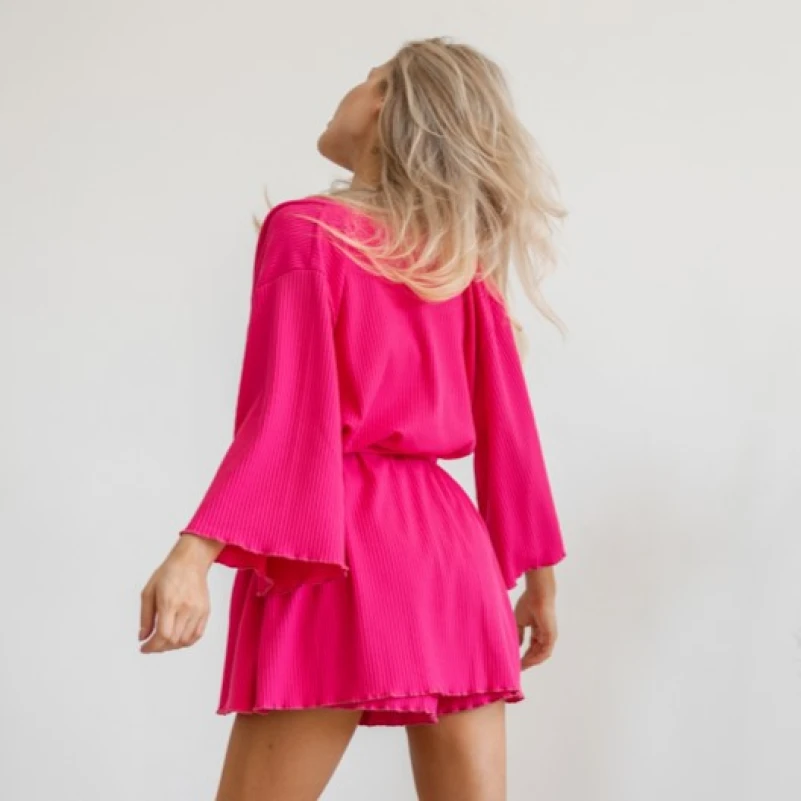 Женский костюм-тройка (халат+топ+шорты) "Scarlett" pink - 2