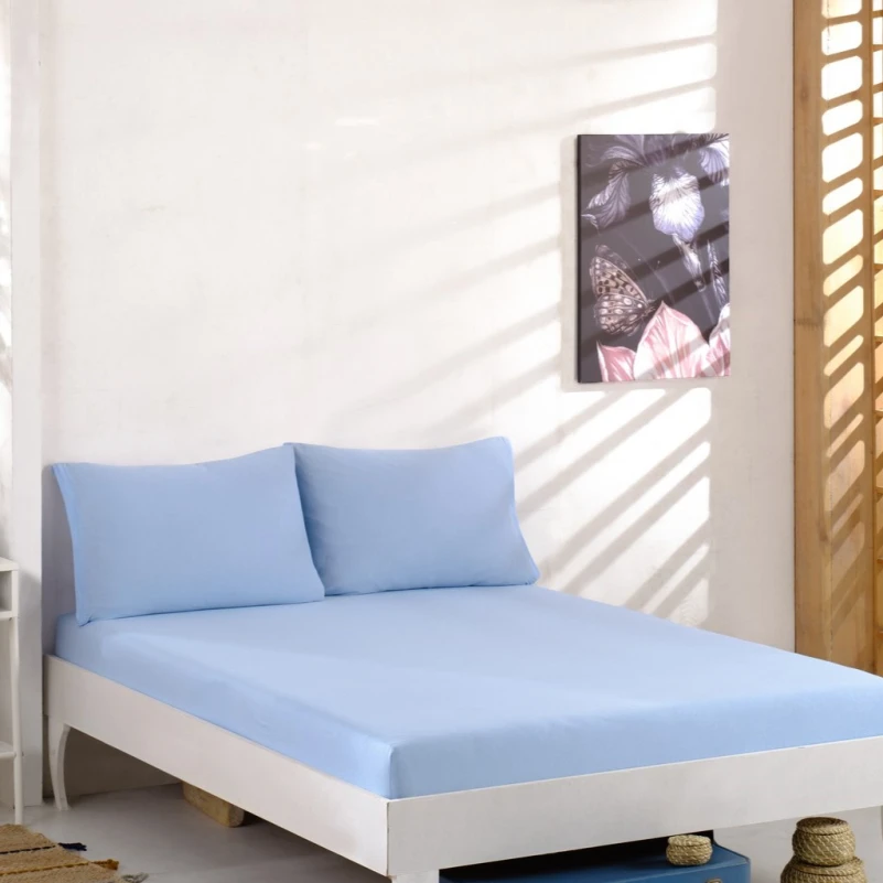 Трикотажный набор К Set of Premium Line "Cold Blue" (простынь на резинке - высота 25 см + наволочка 2 шт. 50*70)