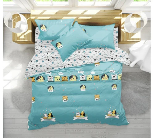 Підковдра Бязь 17-0518 Cat-dog blue