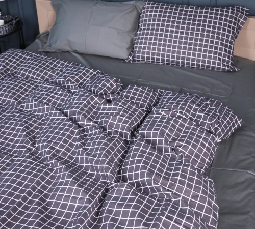 Наволочка Сатин 22-1372 Silver Checkered - 2