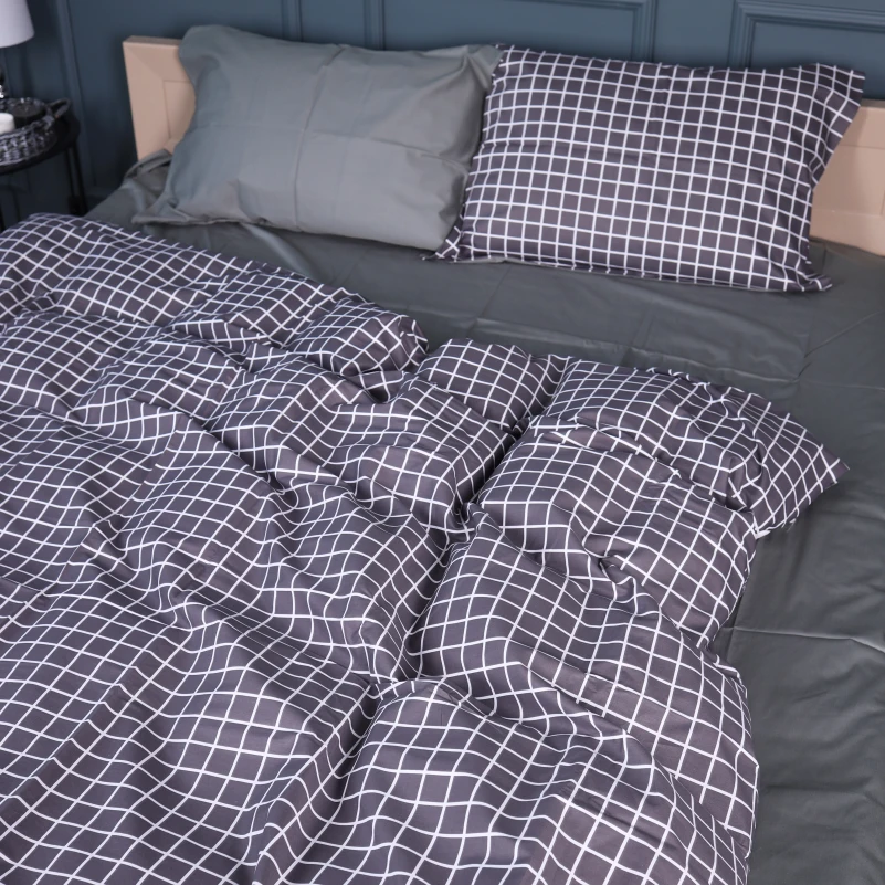 Наволочка Сатин 22-1372 Silver Checkered - 1