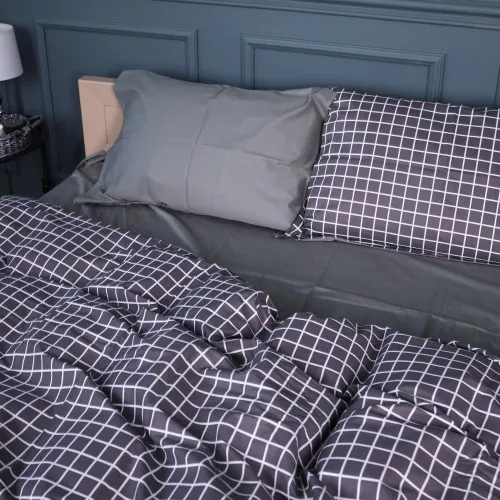 Комплект постільної білизни Сатин 22-1372 Silver Checkered - 2
