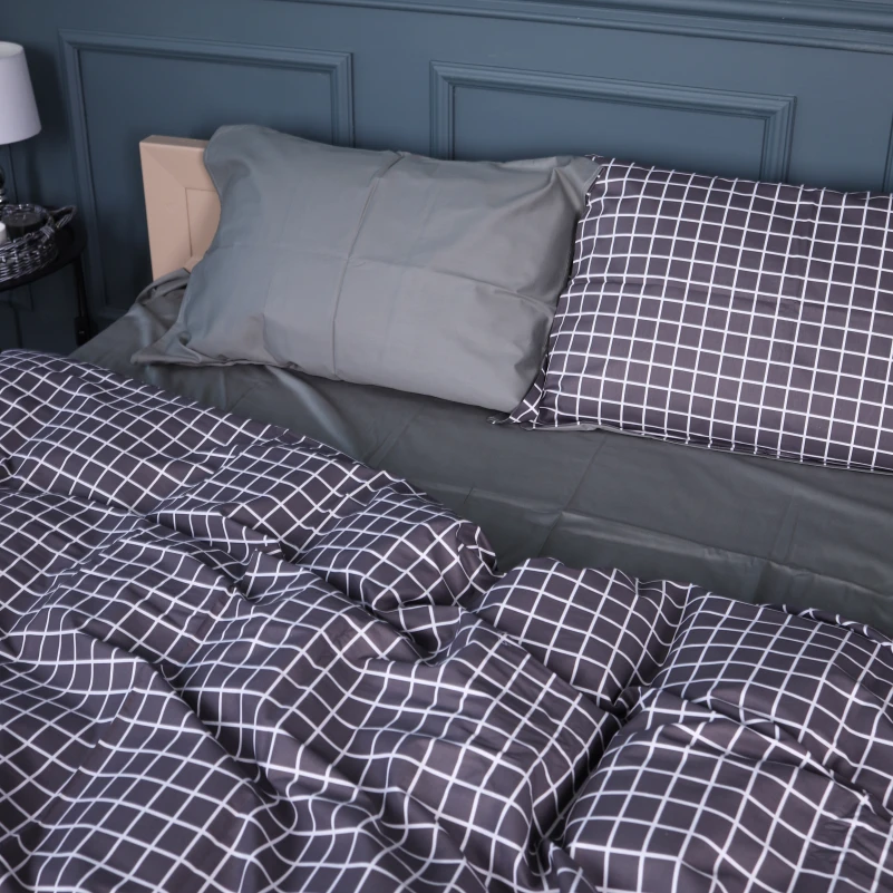 Наволочка Сатин 22-1372 Silver Checkered - 2