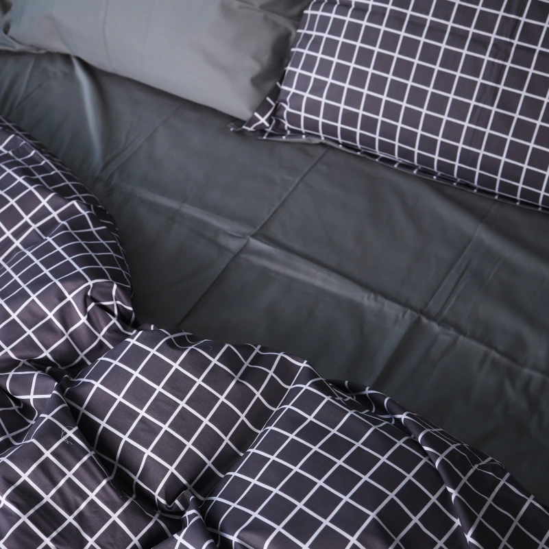 Комплект постельного белья Сатин 22-1372 Silver Checkered - 2