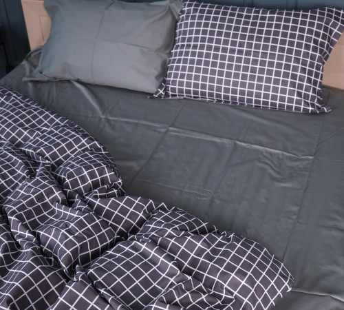 Простынь Сатин 22-1372 Silver Checkered