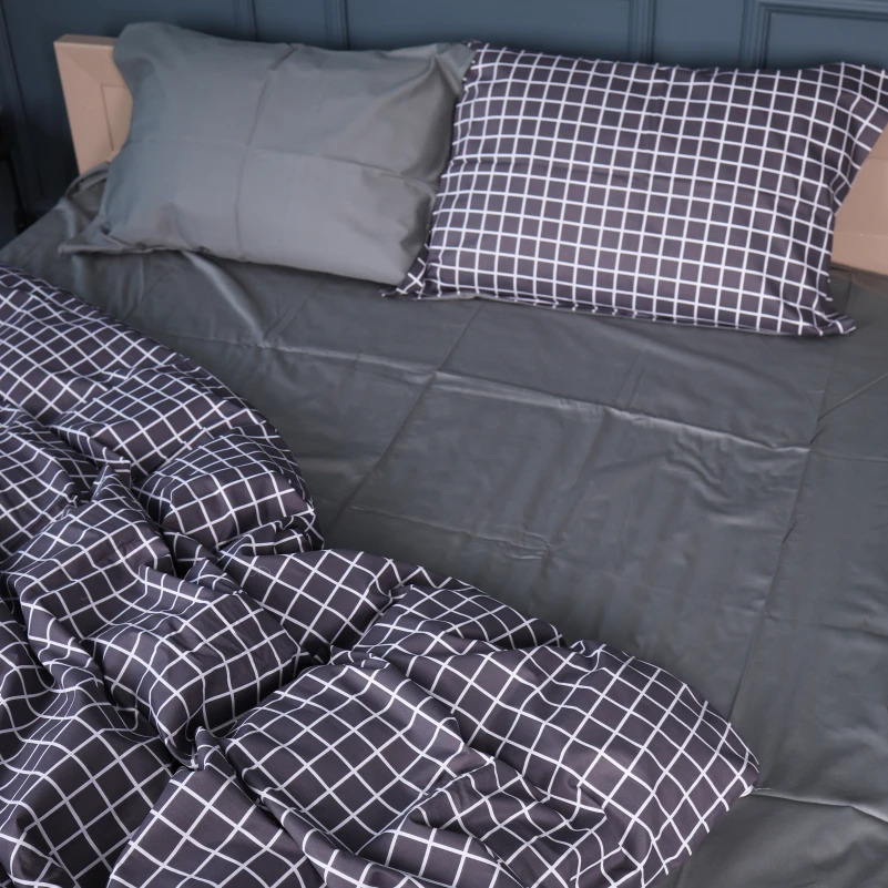 Наволочка Сатин 22-1372 Silver Checkered - 3