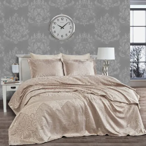 Набор покрывало + наволочки 2 шт С "Soft Jacquard beige"