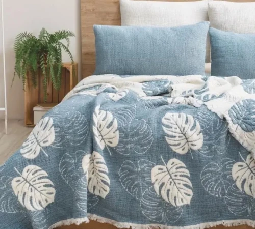 Набір покривало + наволочки 2 шт Т "Soft Muslin Set mavi"