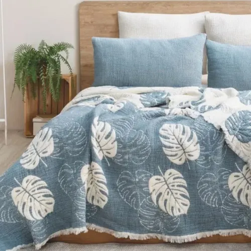 Набор покрывало + наволочки 2 шт "Soft Muslin Set mavi"