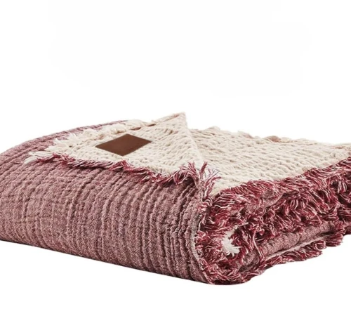 Покрывало Т "Soft Muslin bordo/beige"