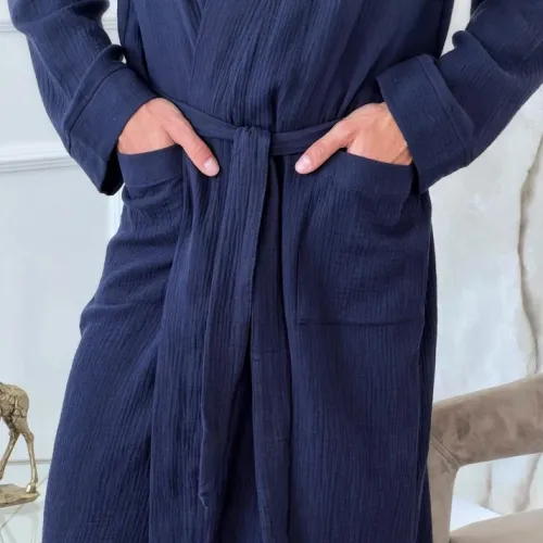 Халат чоловічий С "Soft Muslin" dark blue - 3
