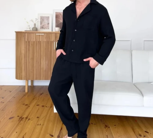  Мужская пижама Муслин С "Soft muslin" black