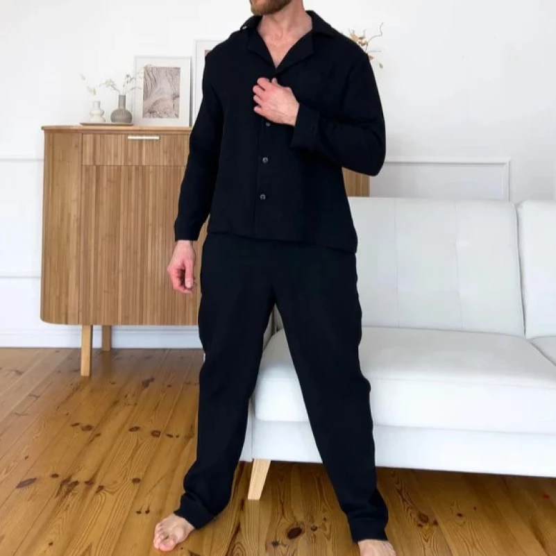  Мужская пижама Муслин С "Soft muslin" black - 4