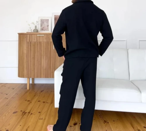  Мужская пижама Муслин С "Soft muslin" black - 2