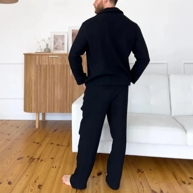  Мужская пижама Муслин С "Soft muslin" black - 1