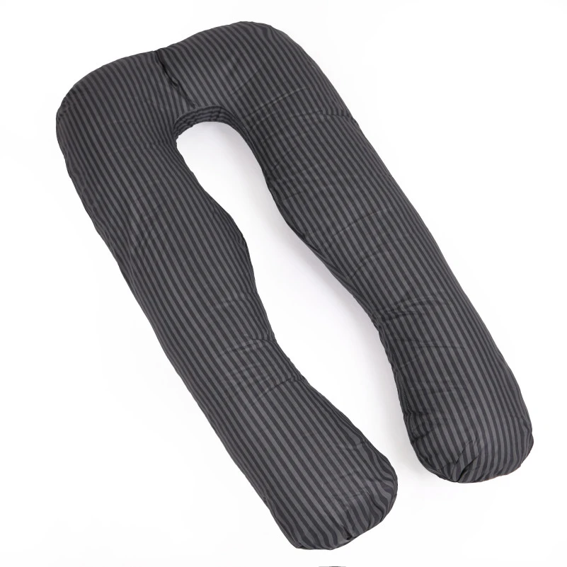 Подушка для беременных и отдыха U-образная №5031 Color Line 17-0611 Stripe Black EcoSilk бязь - 5