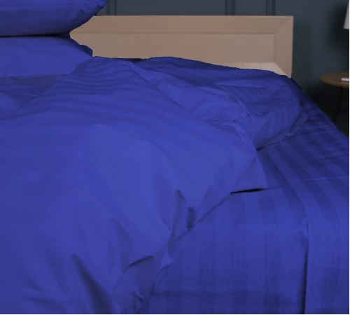 Простирадло Ranforce Elite 17-0609 Stripe Blue на резинці висота 25 см (дитячі 10 см)