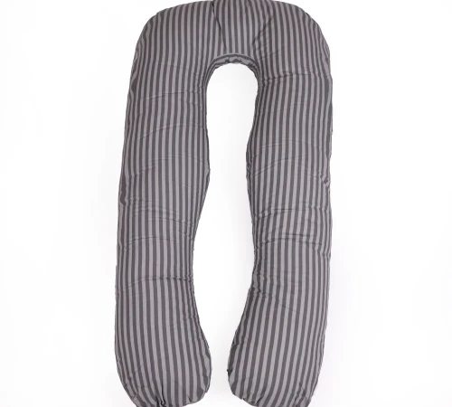 Подушка для вагітних та відпочинку U-подібна №5030 Color Line 17-0601 Stripe Gray EcoSilk бязь
