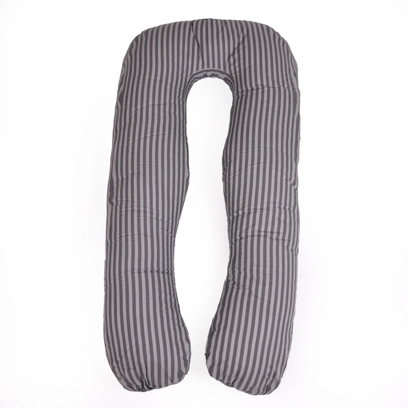 Подушка для беременных и отдыха U-образная №5030 Color Line 17-0601 Stripe Gray EcoSilk бязь
