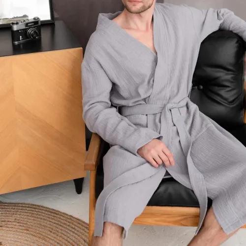 Халат чоловічий С "Textured Muslin" gray - 3