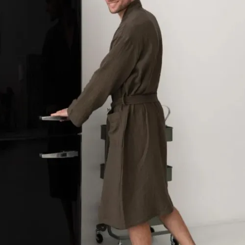 Халат чоловічий С "Textured Muslin" khaki - 3