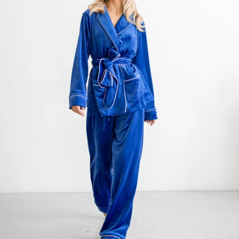 Пижама женская Велюровая "Velor electric" на запах - 3