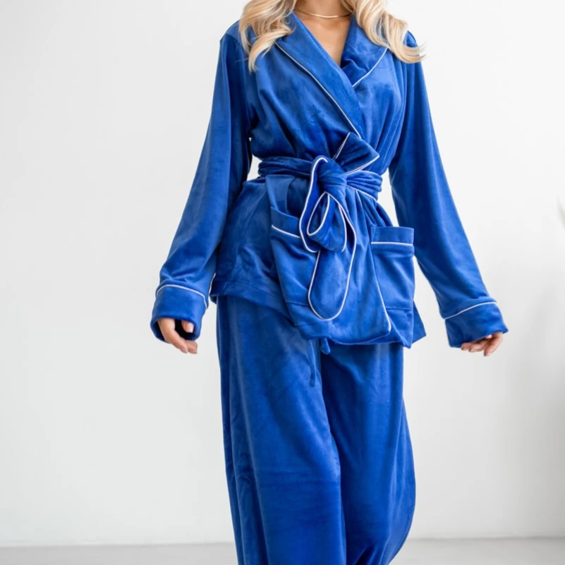 Пижама женская Велюровая "Velor electric" на запах - 1