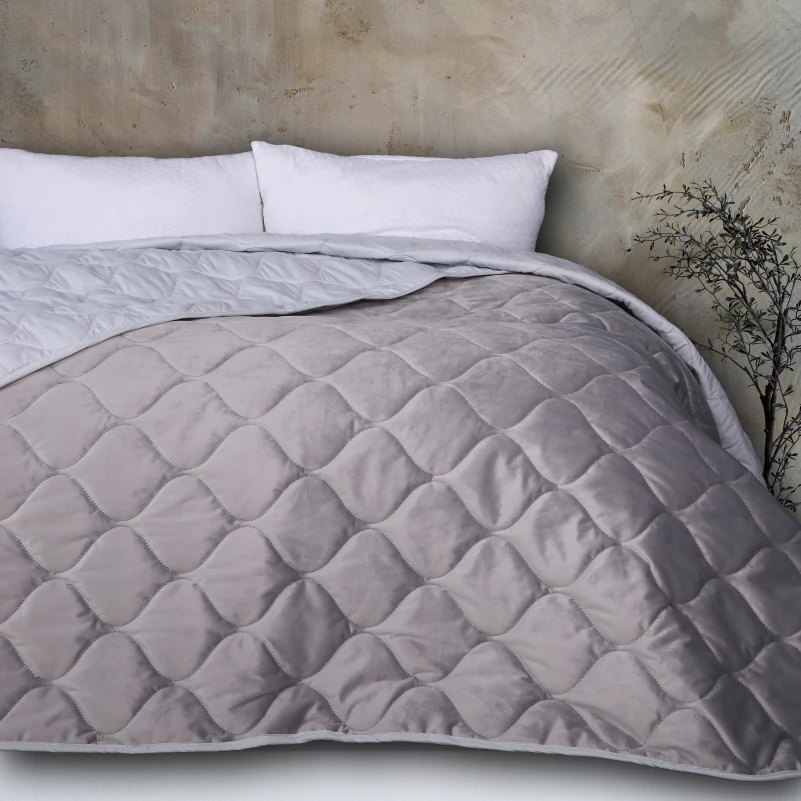 Набір покривало + наволочки 2 шт №5051 Velor charm Light gray - 6