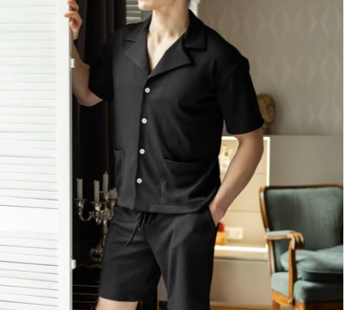  Пижама мужская "Waffle set" black - 2