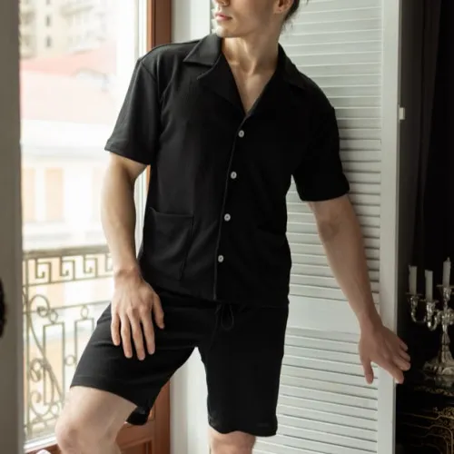 Піжама чоловіча "Waffle set" black