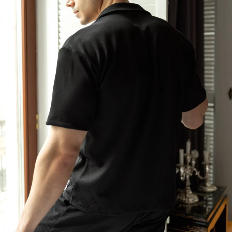  Пижама мужская "Waffle set" black - 2