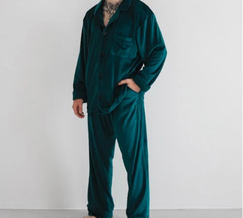  Пижама мужская Велюр "Welour set" emerald