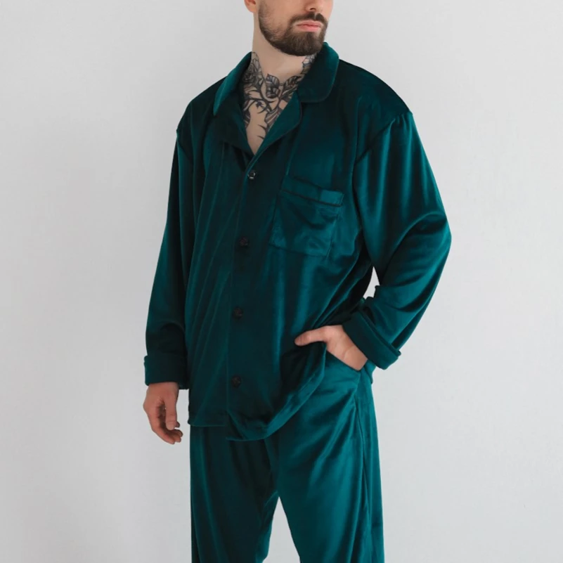  Пижама мужская Велюр "Welour set" emerald - 2