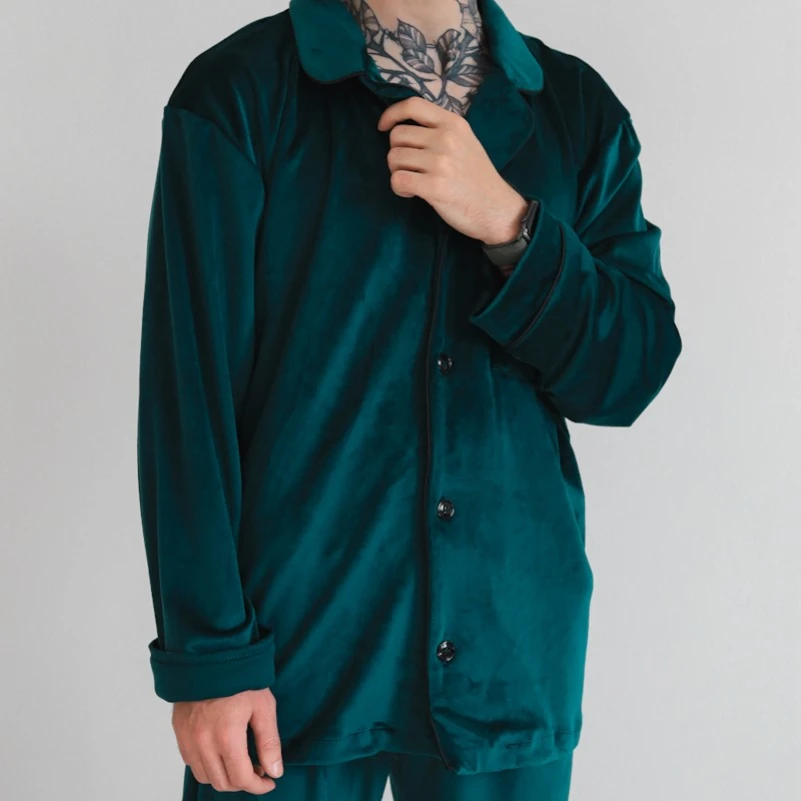  Пижама мужская Велюр "Welour set" emerald - 3