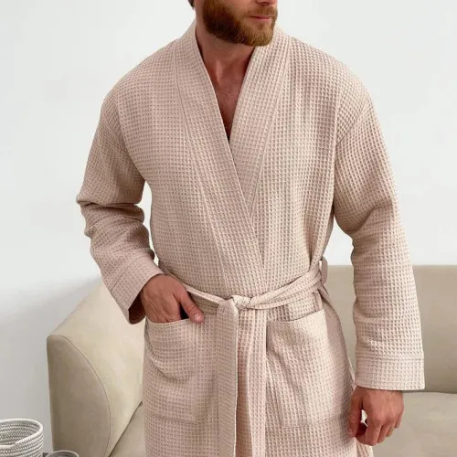 Халат чоловічий С "Woven Robe James" warm sand - 2