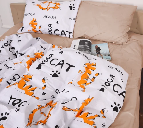 Підковдра Бязь 17-0621 Yoga Cat Orange