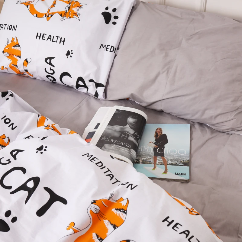 Пододеяльник Бязь Kids Time 17-0627 Yoga Cat Grey - 2