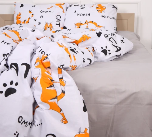 Простирадло MirSon Ranforce Elite 17-0627 Yoga Cat Grey - 2