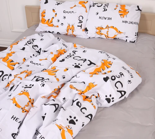 Пододеяльник Бязь Kids Time 17-0627 Yoga Cat Grey - 2