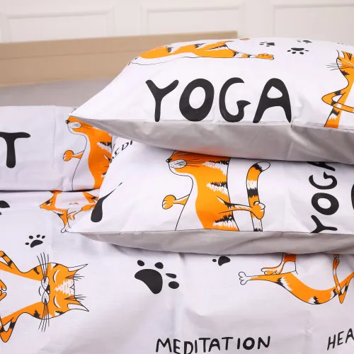 Наволочка Бязь 17-0627 Yoga Cat Grey