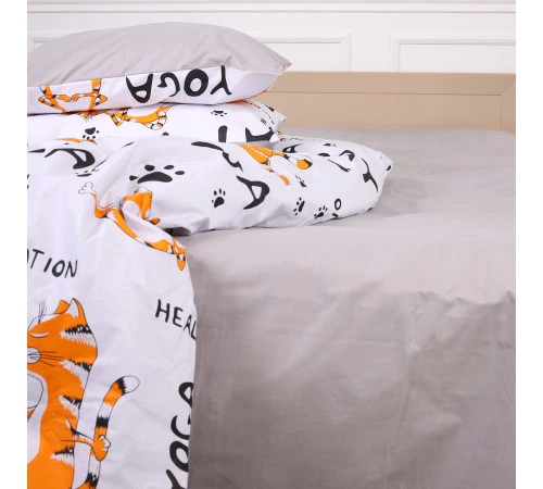 Простирадло MirSon Ranforce Elite 17-0627 Yoga Cat Grey