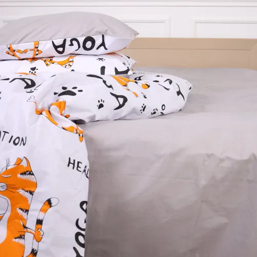 Простынь MirSon Ranforce Elite 17-0627 Yoga Cat Grey