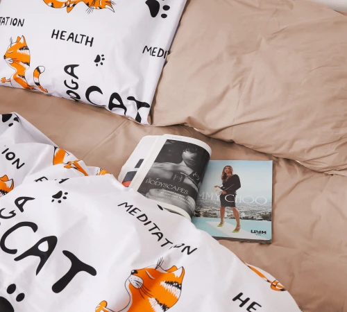 Простирадло MirSon Ranforce Elite 17-0621 Yoga Cat Orange - 2