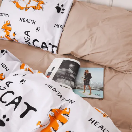 Постельное белье Бязь 17-0621 Yoga Cat Orange - 2